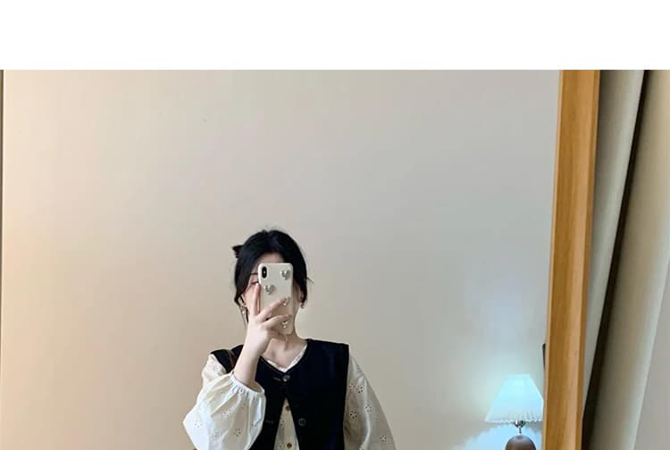 지금 한 부서 빅 사이즈 패션 홀로우 아웃 셔츠 데님 베스트 와이드 레그 팬츠 3종 세트 여성 의류 상세 이미지 27