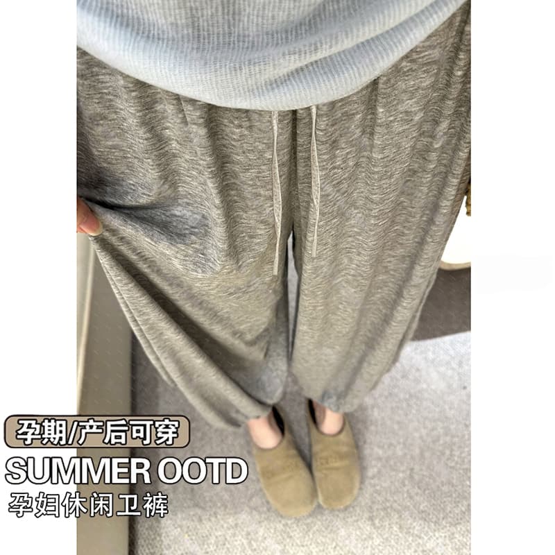 지금 새로운 느슨함 噶 센스 슬림해 보이는 느긋한 주간 실크 원단 배기 바지 아이들 이미지 3