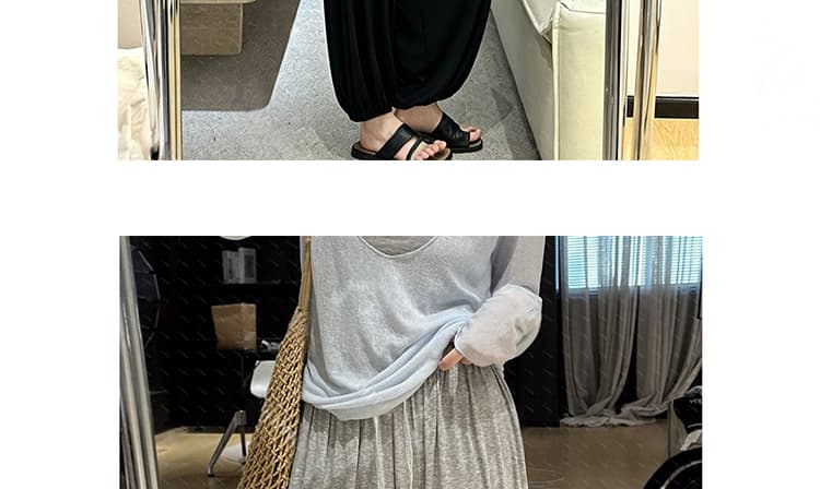 지금 새로운 느슨함 噶 센스 슬림해 보이는 느긋한 주간 실크 원단 배기 바지 아이들 상세 이미지 27