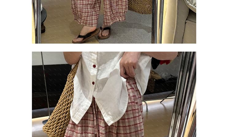 지금 이른 가을 느긋한 임산부 빅 사이즈 버블 캐주얼 체크무늬 다리 바지 아이들 상세 이미지 18