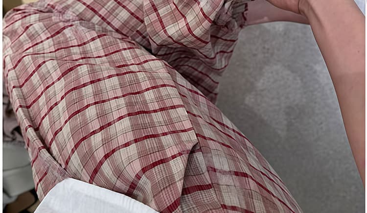지금 이른 가을 느긋한 임산부 빅 사이즈 버블 캐주얼 체크무늬 다리 바지 아이들 상세 이미지 21