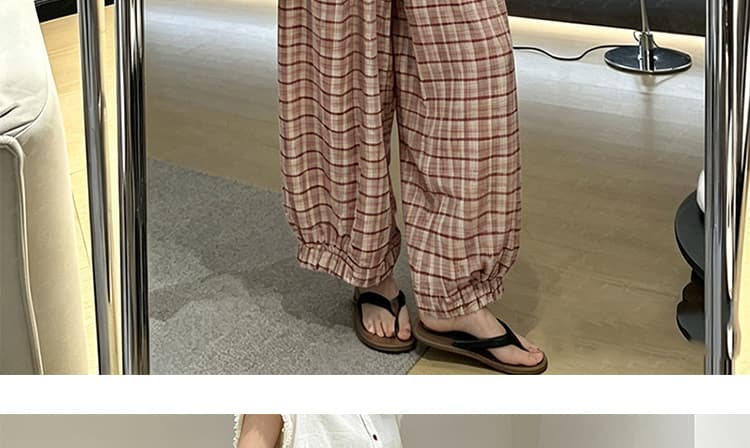 지금 이른 가을 느긋한 임산부 빅 사이즈 버블 캐주얼 체크무늬 다리 바지 아이들 상세 이미지 25