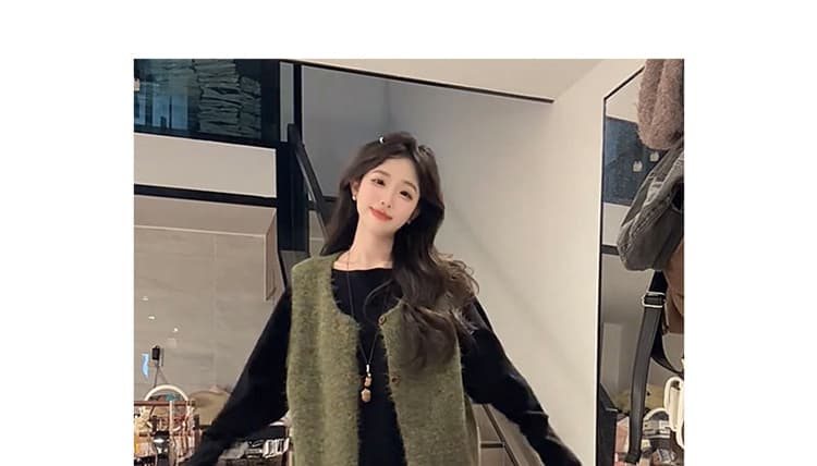 지금 패션 빅 사이즈 새로운 루즈핏 만나는 맨위 털실 베스트 투피스 세트 와이드 레그 팬츠 세트 여성 상세 이미지 21