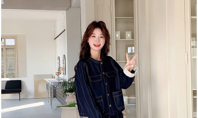 지금 새로운 빅 사이즈 임산부 워시 물 데님 패치워크 체크무늬 세트 상세 이미지 19