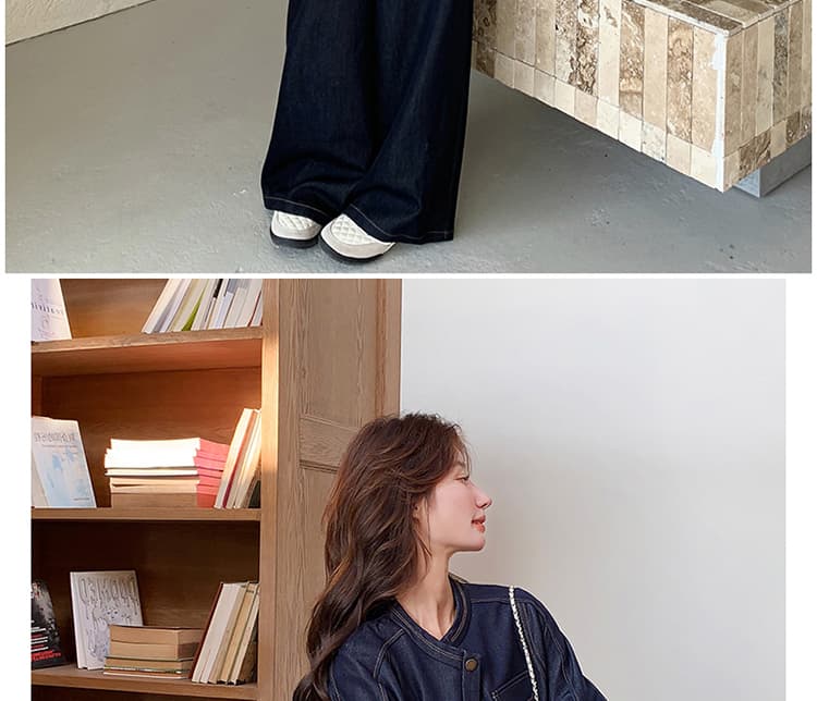 지금 새로운 빅 사이즈 임산부 워시 물 데님 패치워크 체크무늬 세트 상세 이미지 28