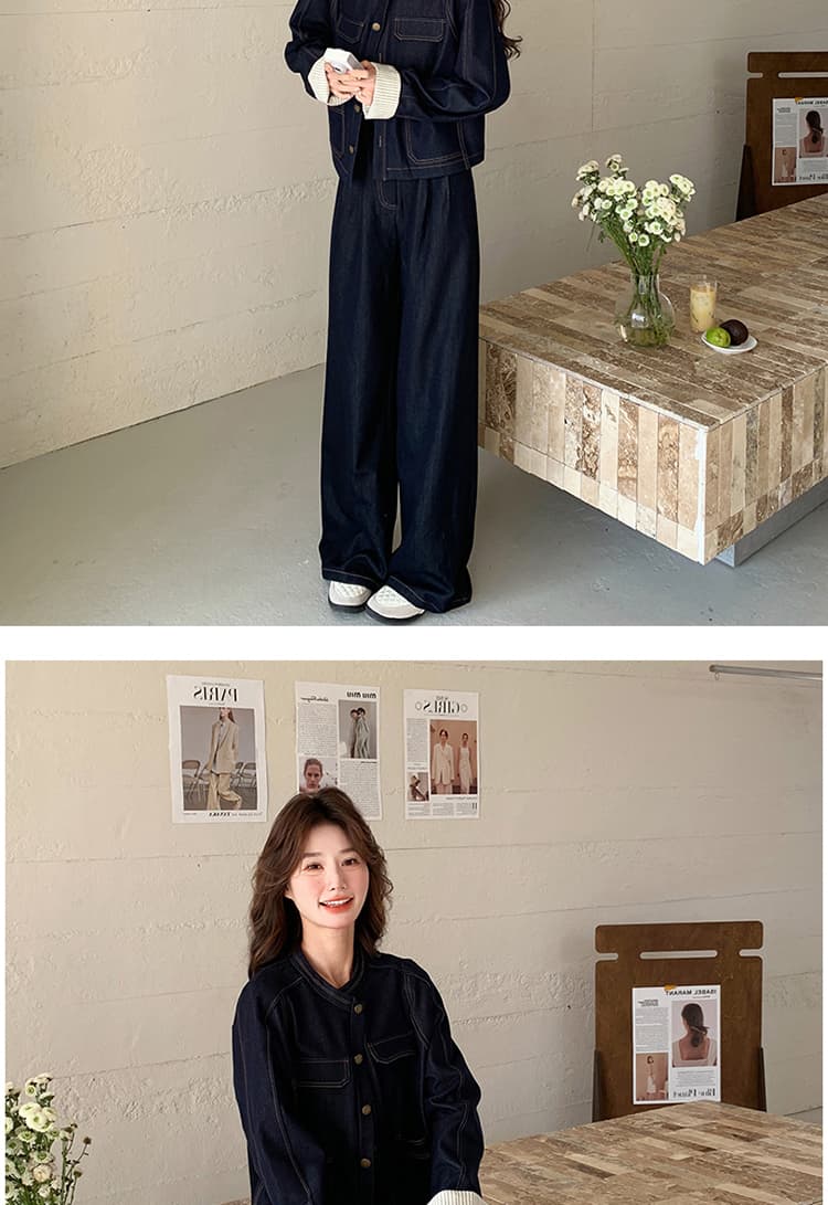 지금 새로운 빅 사이즈 임산부 워시 물 데님 패치워크 체크무늬 세트 상세 이미지 31
