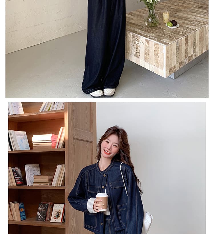 지금 새로운 빅 사이즈 임산부 워시 물 데님 패치워크 체크무늬 세트 상세 이미지 34