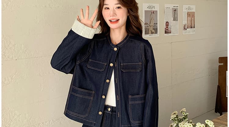 지금 새로운 빅 사이즈 임산부 워시 물 데님 패치워크 체크무늬 세트 상세 이미지 43