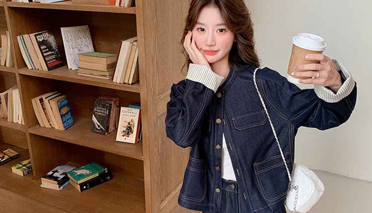 지금 새로운 빅 사이즈 임산부 워시 물 데님 패치워크 체크무늬 세트 상세 이미지 45