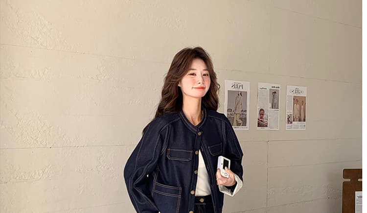 지금 새로운 빅 사이즈 임산부 워시 물 데님 패치워크 체크무늬 세트 상세 이미지 56