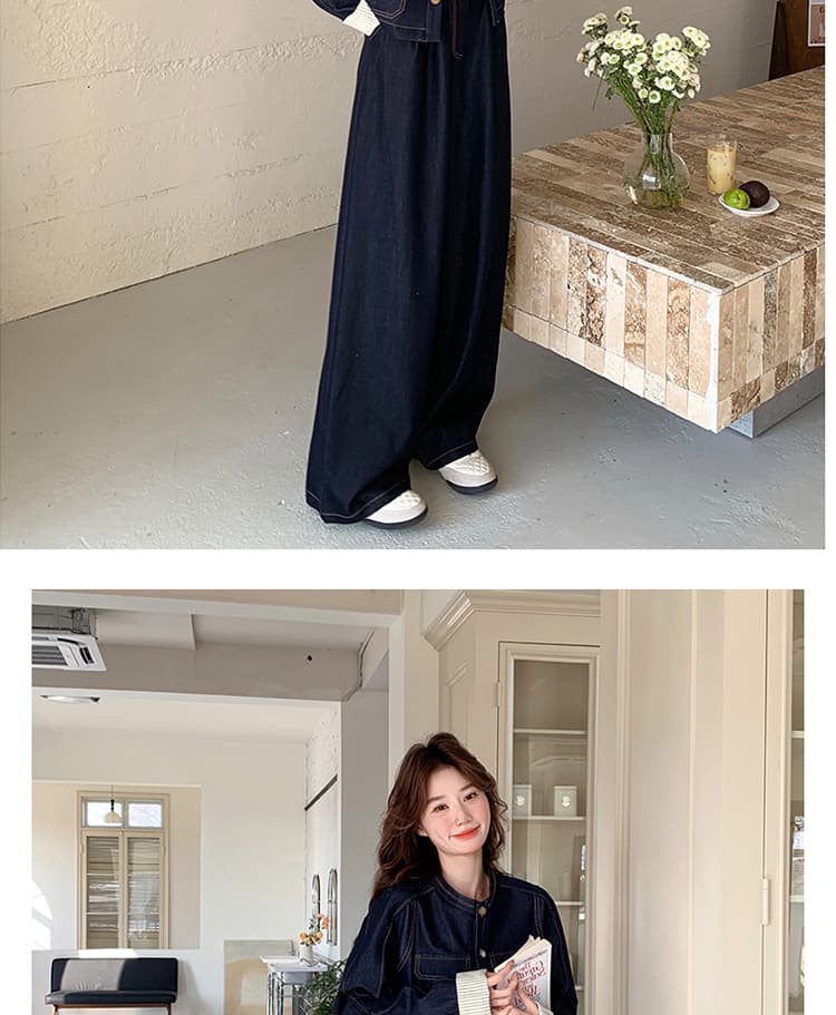 지금 새로운 빅 사이즈 임산부 워시 물 데님 패치워크 체크무늬 세트 상세 이미지 57