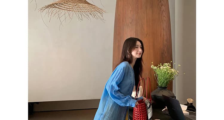 지금 새로운 품격 한 부서 면 린넨 맨위 플리츠 반신 치마 세트 여성 상세 이미지 20