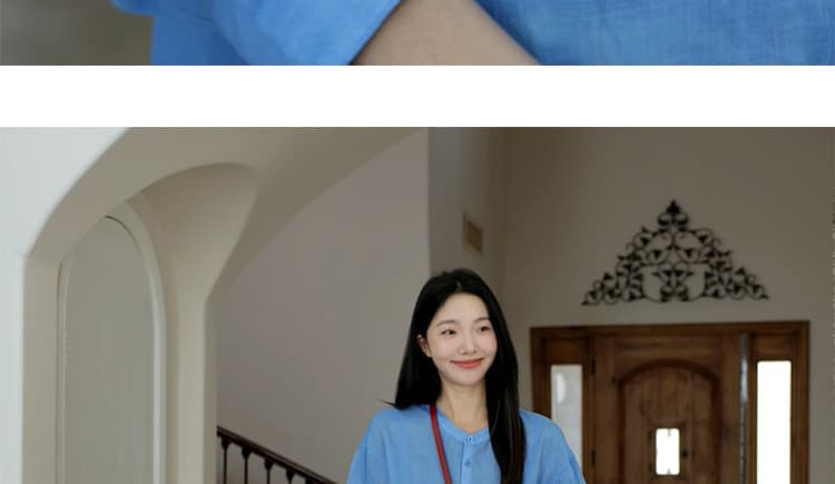지금 새로운 품격 한 부서 면 린넨 맨위 플리츠 반신 치마 세트 여성 상세 이미지 32