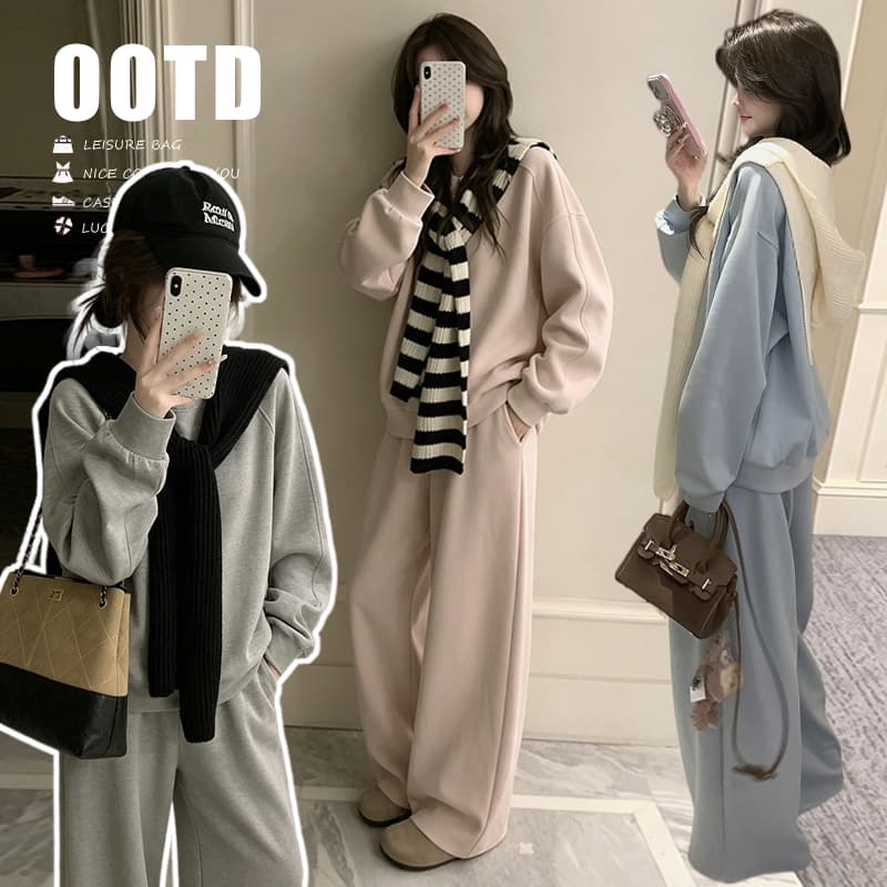 새로운 이른 가을 느긋한 바람 루즈핏 캐주얼 품격 후드티 긴 바지