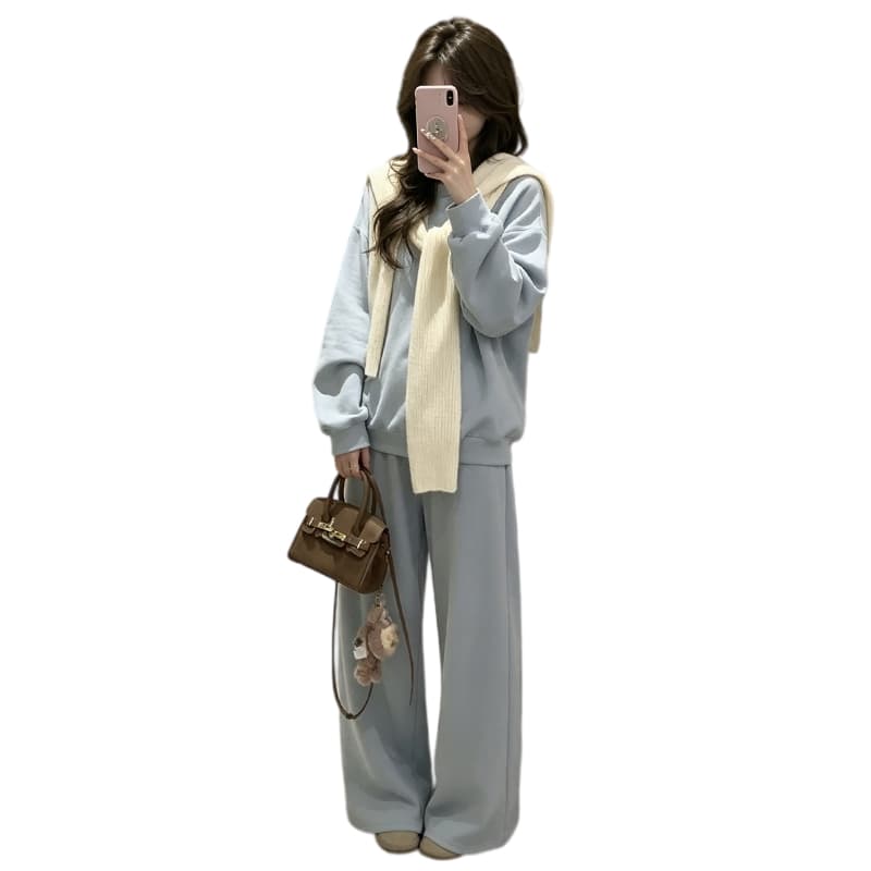 새로운 이른 가을 느긋한 바람 루즈핏 캐주얼 품격 후드티 긴 바지 이미지 5