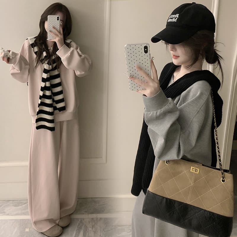 새로운 이른 가을 느긋한 바람 루즈핏 캐주얼 품격 후드티 긴 바지 이미지 2