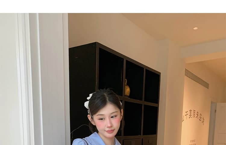 지금 이른 가을 새로운 인형 셔츠 플리츠 슬립 치마 세트 여성 상세 이미지 27