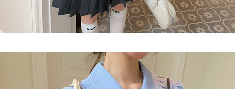 지금 이른 가을 새로운 인형 셔츠 플리츠 슬립 치마 세트 여성 상세 이미지 29
