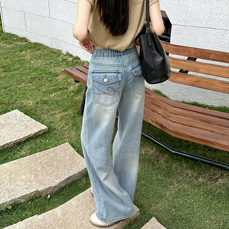지금 임산부 새로운 자수 레트로 청바지 여성