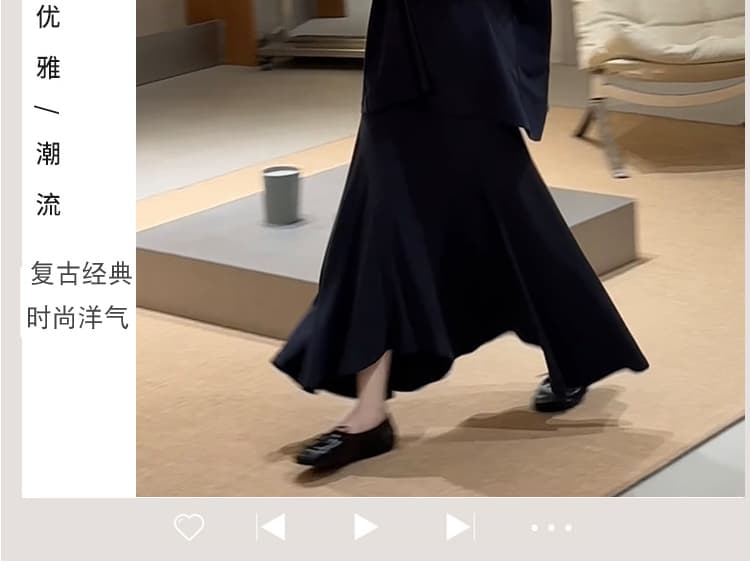 지금 빅 사이즈 느긋한 바람 루즈핏 연삭 털 맨위 불규칙 인어 꼬리 반신 치마 세트 여성 상세 이미지 5