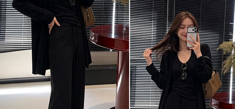 지금 임산부 빅 사이즈 캐주얼 카디건 코트 조끼 바지 3종 세트 세트 상세 이미지 8