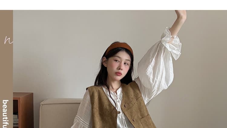 한 부서 달콤함 다용도 품격 연령 감소 패치워크 술 긴팔 드레스 베스트 투피스 세트 세트 상세 이미지 10