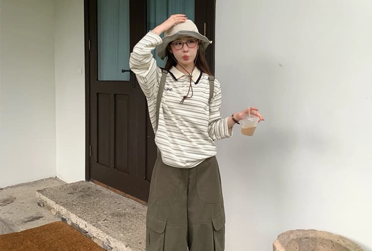 새로운 한 부서 자수 긴팔 후드티 9부 바지 워크웨어 바지 세트 여성 상세 이미지 25
