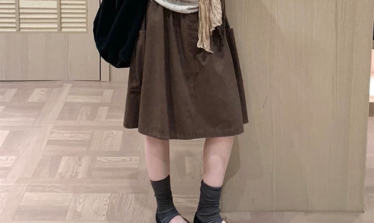 새로운 가을 워크웨어 한 부서 하이웨이스트 슬림해 보이는 다용도 한 마디 캐주얼 빅 포켓 반신 스커트 상세 이미지 27