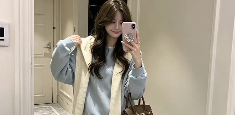 지금 새로운 한 부서 라운드 넥 풀오버 스웨트셔츠 두꺼운 숄 와이드 레그 팬츠 어린이 세 조각 여성 세트 상세 이미지 24