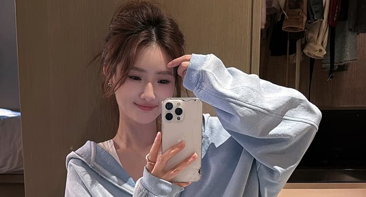 새로운 외국 가스 크리스탈 핫픽스 높음 그램 무거운 느긋한 편안함 후드 재킷 바지 세트 여성 상세 이미지 24