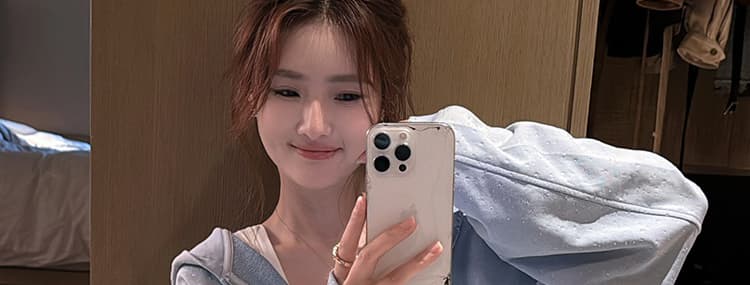 새로운 외국 가스 크리스탈 핫픽스 높음 그램 무거운 느긋한 편안함 후드 재킷 바지 세트 여성 상세 이미지 37