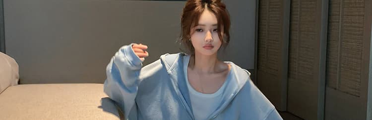새로운 외국 가스 크리스탈 핫픽스 높음 그램 무거운 느긋한 편안함 후드 재킷 바지 세트 여성 상세 이미지 41