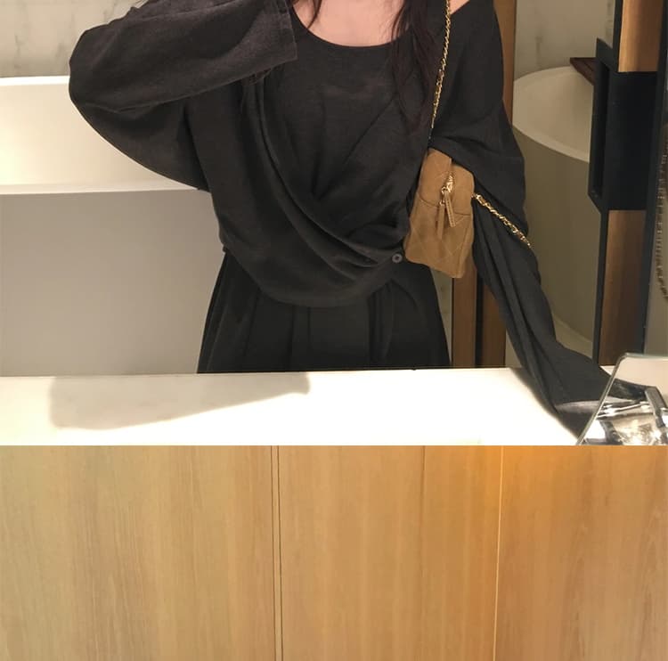 새로운 한 부서 느긋한 센스 니트 오픈 가디건 조끼 원피스 투피스 세트 세트 상세 이미지 27