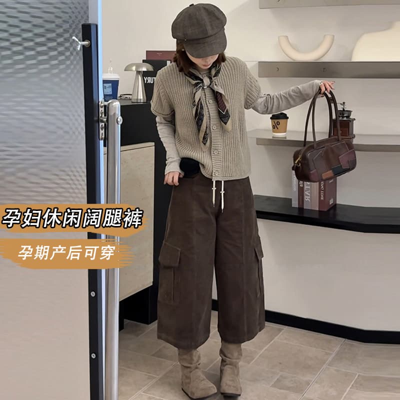 가을 새로운 한 부서 느슨함 센스 패션 슬림해 보이는 일본식 와이드 레그 팬츠 이미지 3