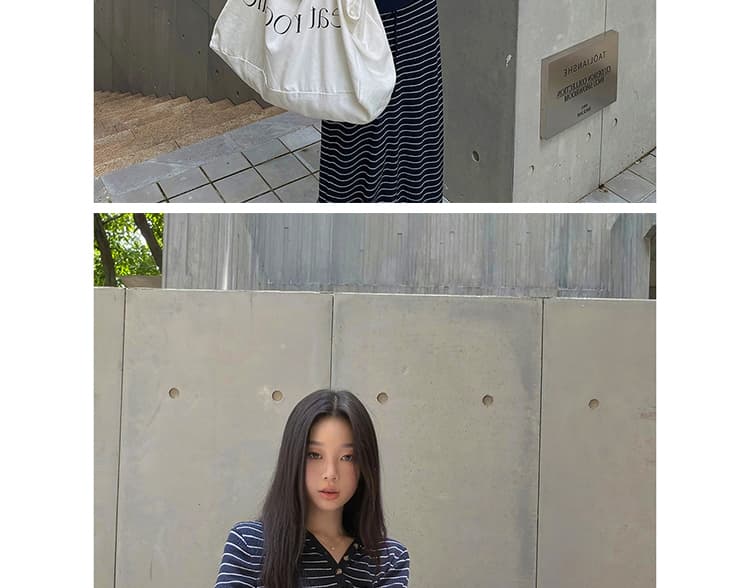 새로운 한 부서 느긋한 바람 캐주얼 루즈핏 편안함 만나는 인사이드 가져 가라. 스트라이프 시작 인사이드 가져 가라. 반신 치마 세트 상세 이미지 26