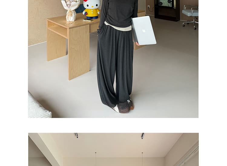 새로운 품격 부드러운 찹쌀 편안함 높음 폭탄 페이크 레이어드 행침 목 맨위 조거 랜턴 바지 세트 여성 상세 이미지 16