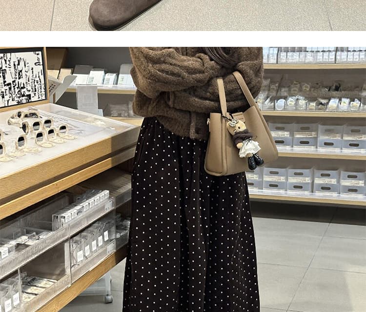 새로운 한 부서 빅 사이즈 미니멀리즘 도트 무늬 면 소재 코듀로이 반신 치마 상세 이미지 17