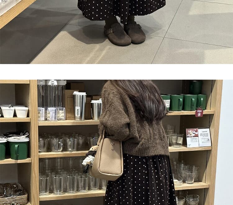새로운 한 부서 빅 사이즈 미니멀리즘 도트 무늬 면 소재 코듀로이 반신 치마 상세 이미지 18
