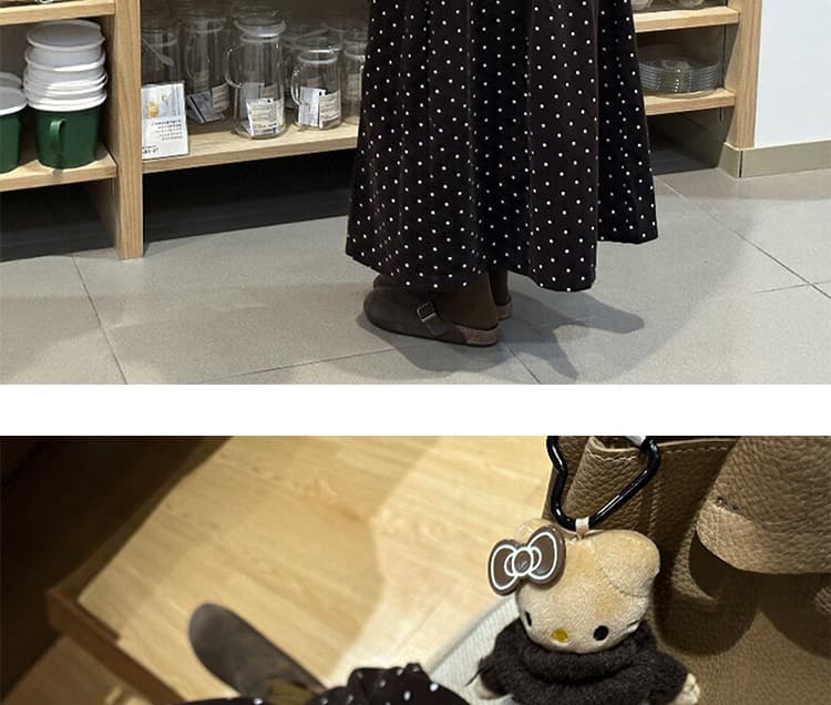 새로운 한 부서 빅 사이즈 미니멀리즘 도트 무늬 면 소재 코듀로이 반신 치마 상세 이미지 19