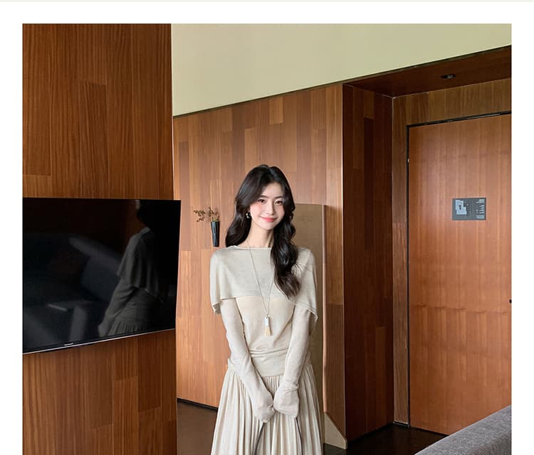 새로운 느긋한 바람 스웨터 슬림해 보이는 표지 고기 세트 여성 상세 이미지 20