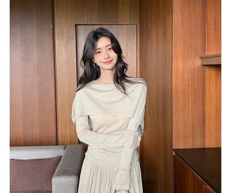 새로운 느긋한 바람 스웨터 슬림해 보이는 표지 고기 세트 여성 상세 이미지 26