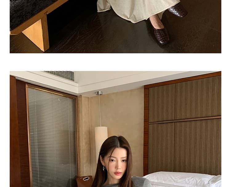 새로운 느긋한 바람 스웨터 슬림해 보이는 표지 고기 세트 여성 상세 이미지 35