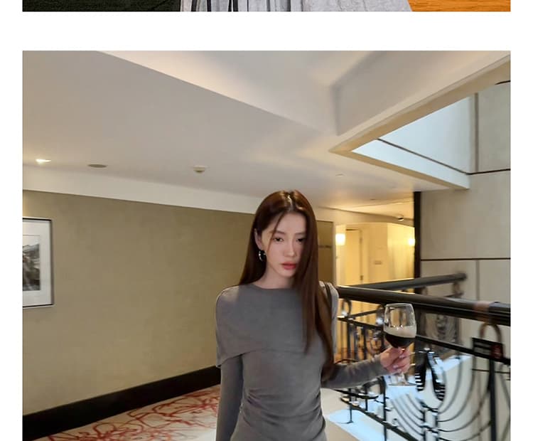 새로운 느긋한 바람 스웨터 슬림해 보이는 표지 고기 세트 여성 상세 이미지 48