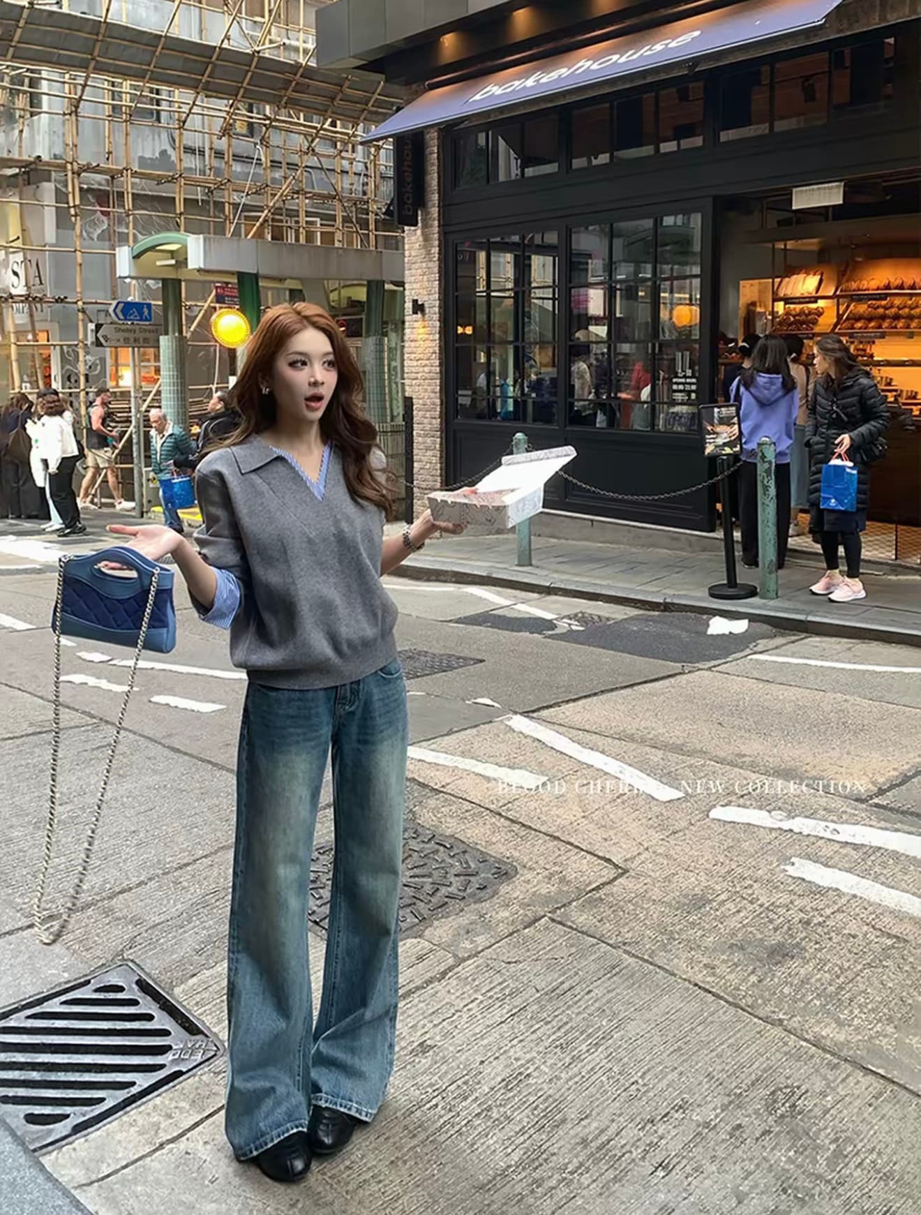 혈액 색 체리 넓은 다리 스트레이트 청바지 여성 봄 레트로 다용도 캐주얼 루즈핏 2026 새로운 외출용 긴 바지 이미지 5