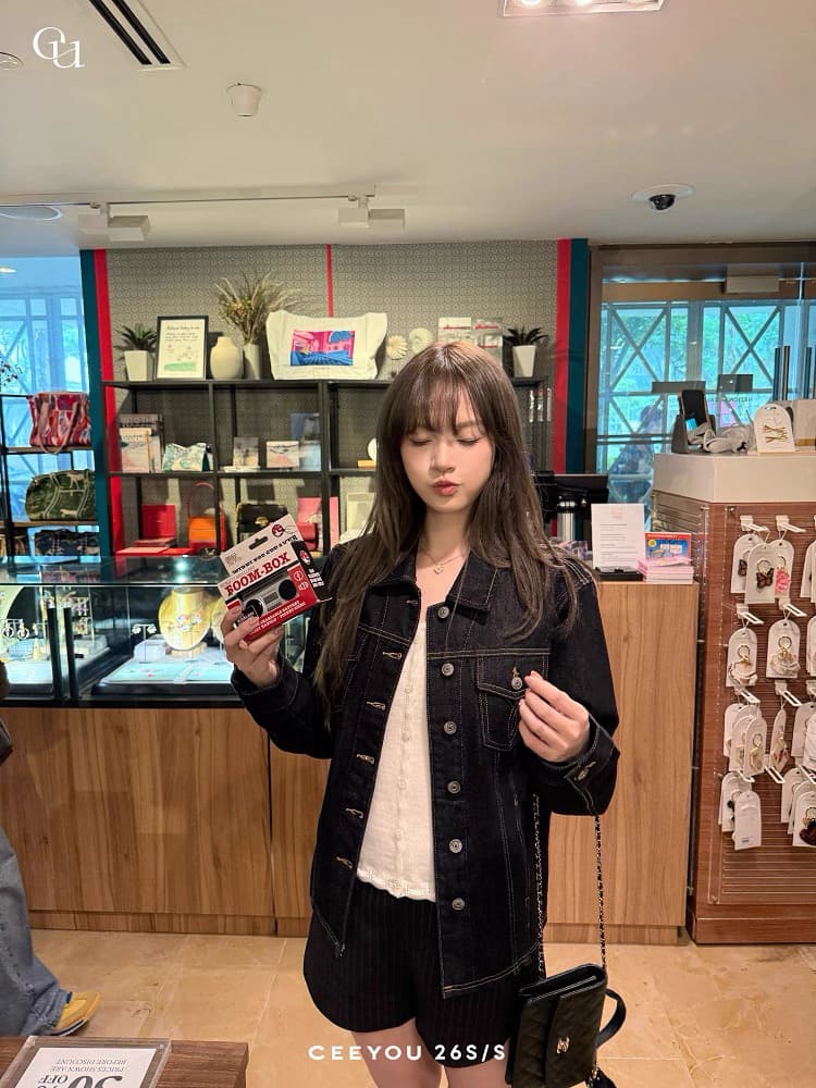 ceeyou 높음 제품 배색 시리즈 선 긍정적 인 어깨 데님 여성 코트 봄 짧은 외투 출퇴근 캐주얼 바람 화이트 원본 암소 상세 이미지 29