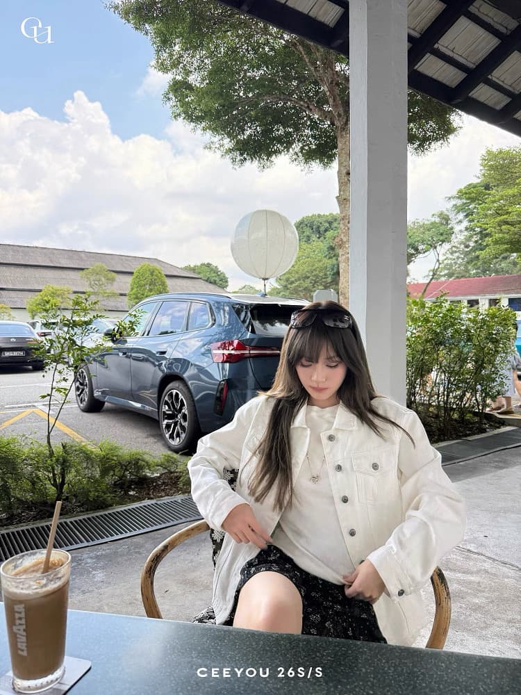 ceeyou 높음 제품 배색 시리즈 선 긍정적 인 어깨 데님 여성 코트 봄 짧은 외투 출퇴근 캐주얼 바람 화이트 원본 암소 상세 이미지 32