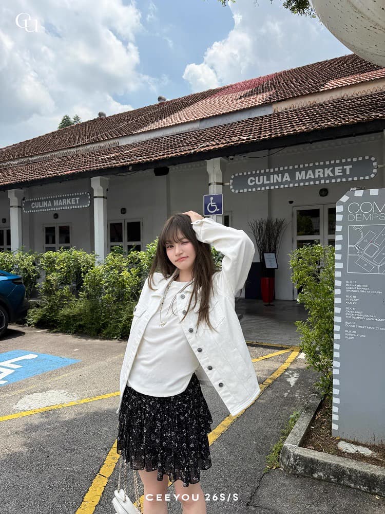 ceeyou 높음 제품 배색 시리즈 선 긍정적 인 어깨 데님 여성 코트 봄 짧은 외투 출퇴근 캐주얼 바람 화이트 원본 암소 상세 이미지 38
