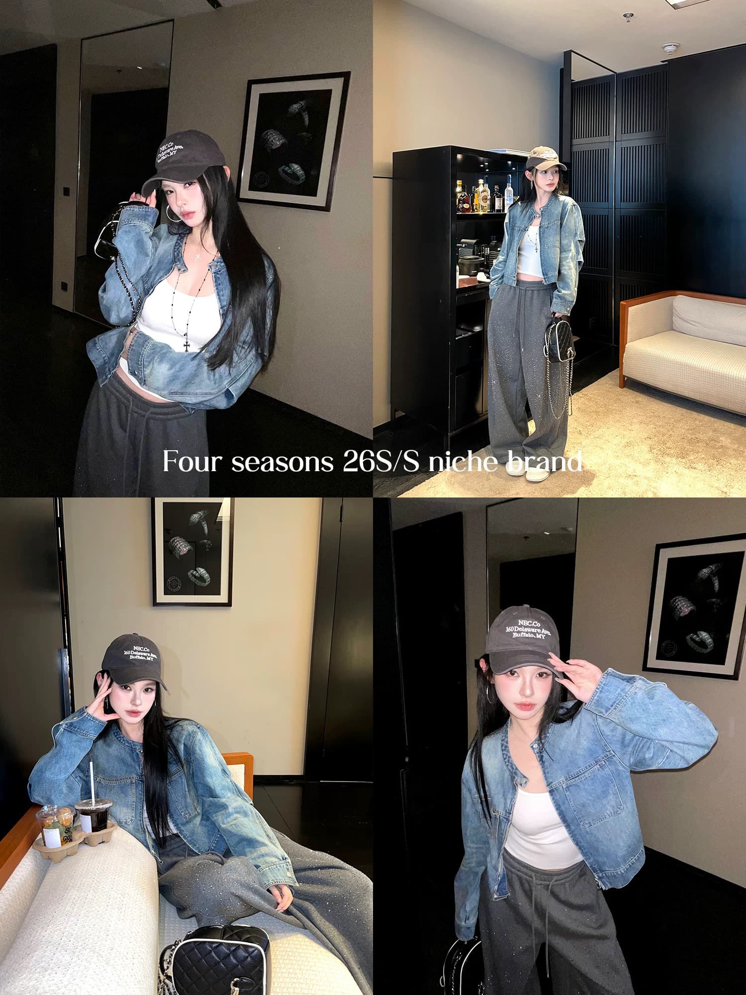 레트로 쇼트 스타일 파란색 데님 여성 코트 봄 2026 새로운 슈퍼 화재 인기 한 부서 디자인 센스 맨위 재킷 이미지 4