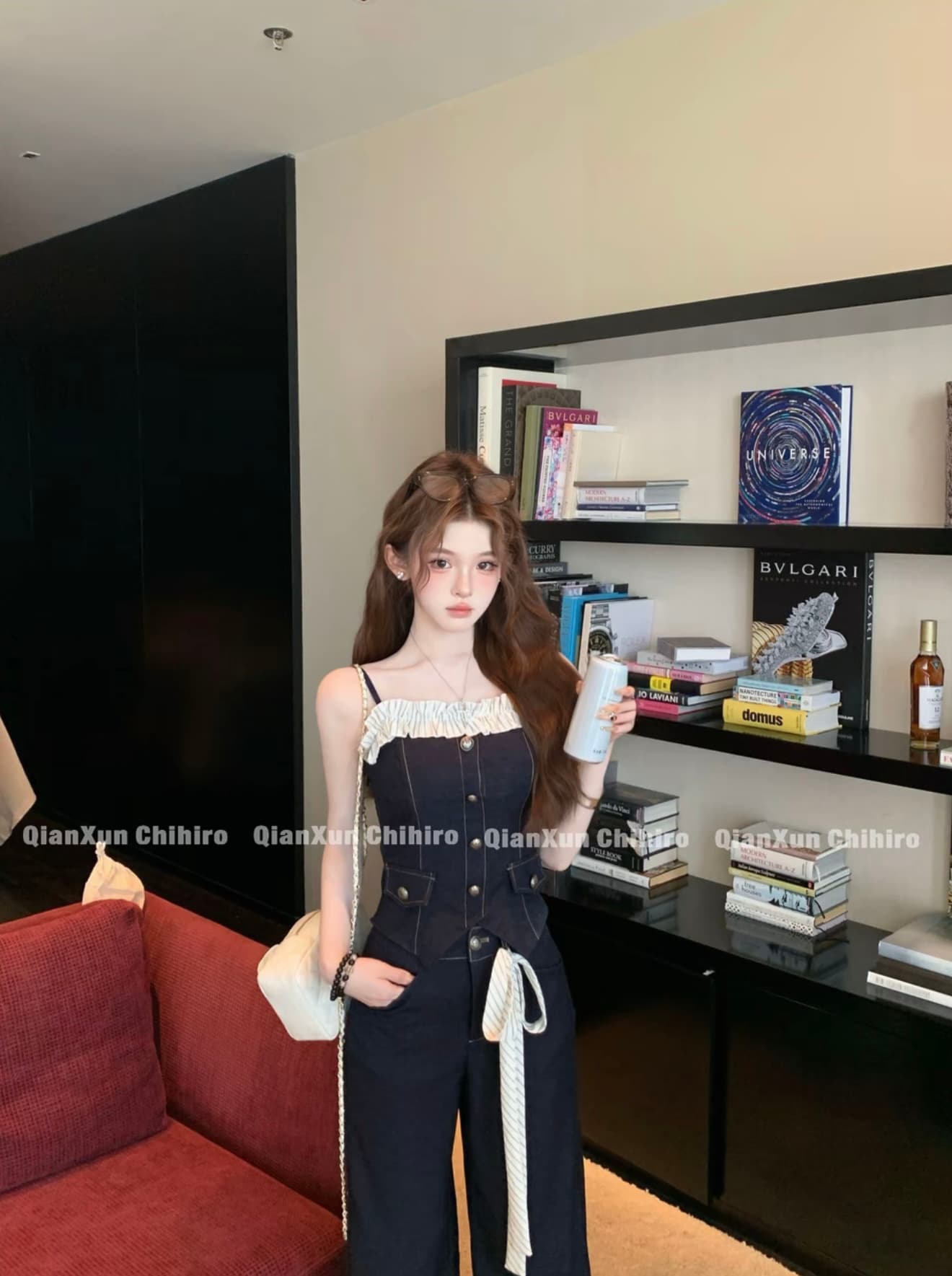 흑연 PCT ~ 중 디 그램 노래 세트 사전 qxc6tz3130 하이웨이스트 여름 레트로 작은 대중 디자인 한푸 상세 이미지 1