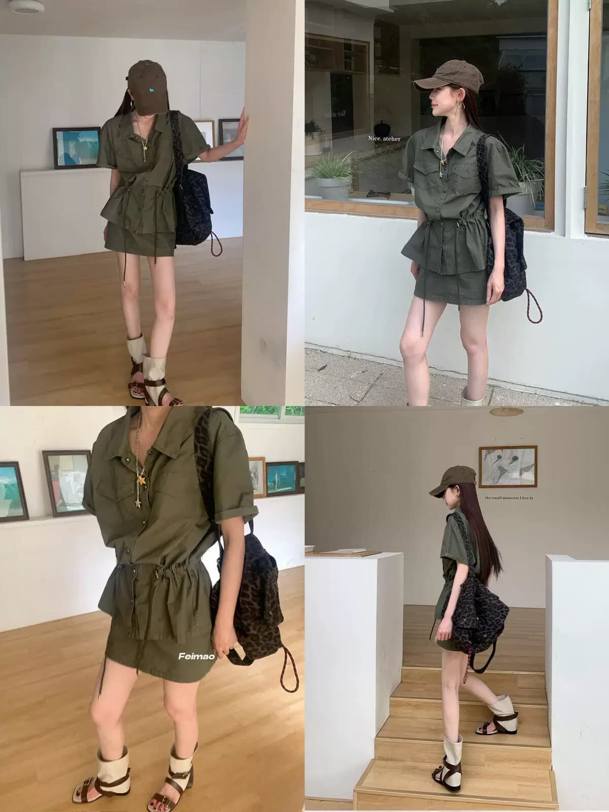 아방가르드 모델링 22266 레트로 워크웨어 허리 수축 셔츠 차가운 바람의 소리 반신 스커트 슬림해 보이는 달콤한 차가운 이미지 2
